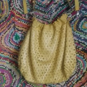 Fossil. Genuine leather yellow shoulder bag